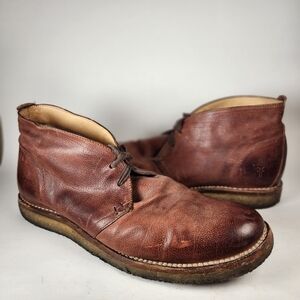 FRYE Men’s Bowery Chukka Boot Size 10.5 D Brown Oiled Leather Rustic Shoe